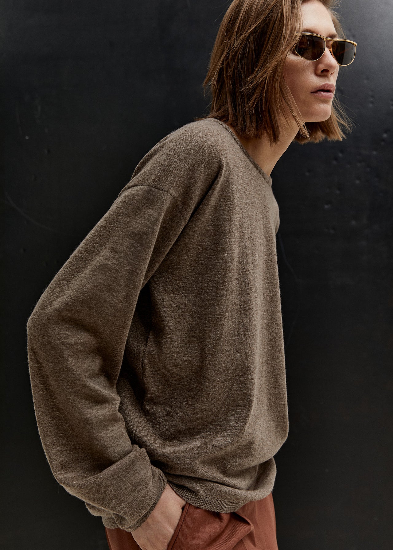 Relaxed Cashmere Sweater Taupe Melange