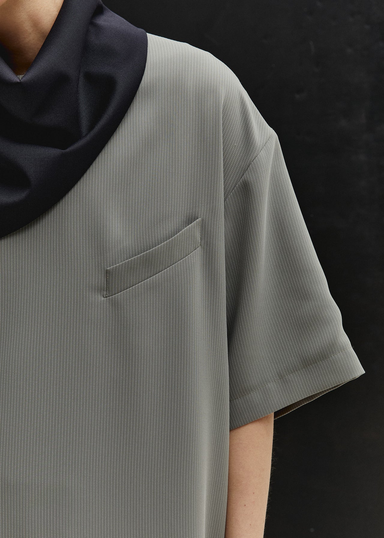 Tailored T-Shirt Dress Sage Pinstripe