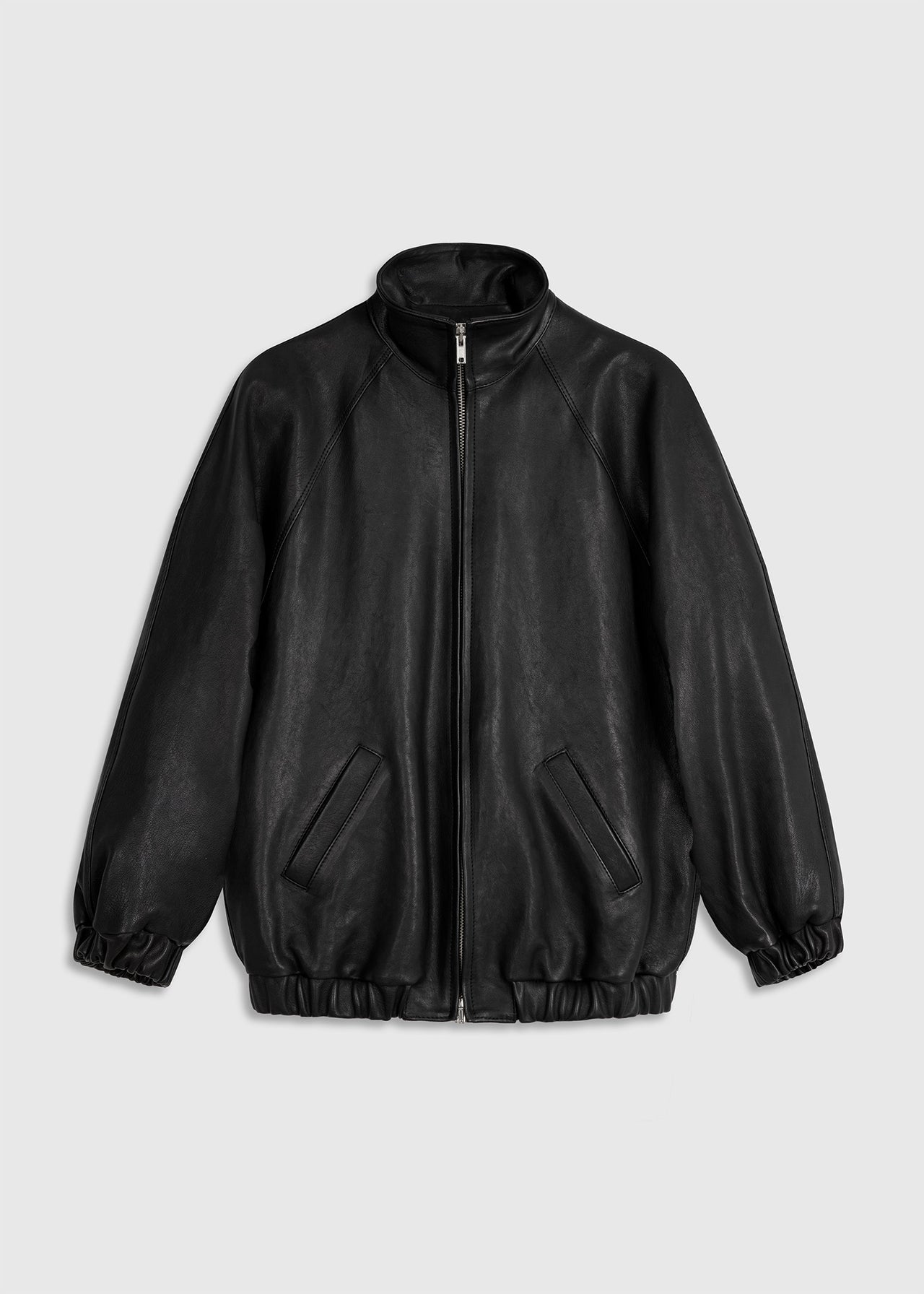 Tailored Track Jacket Schwarz aus Leder als Freisteller