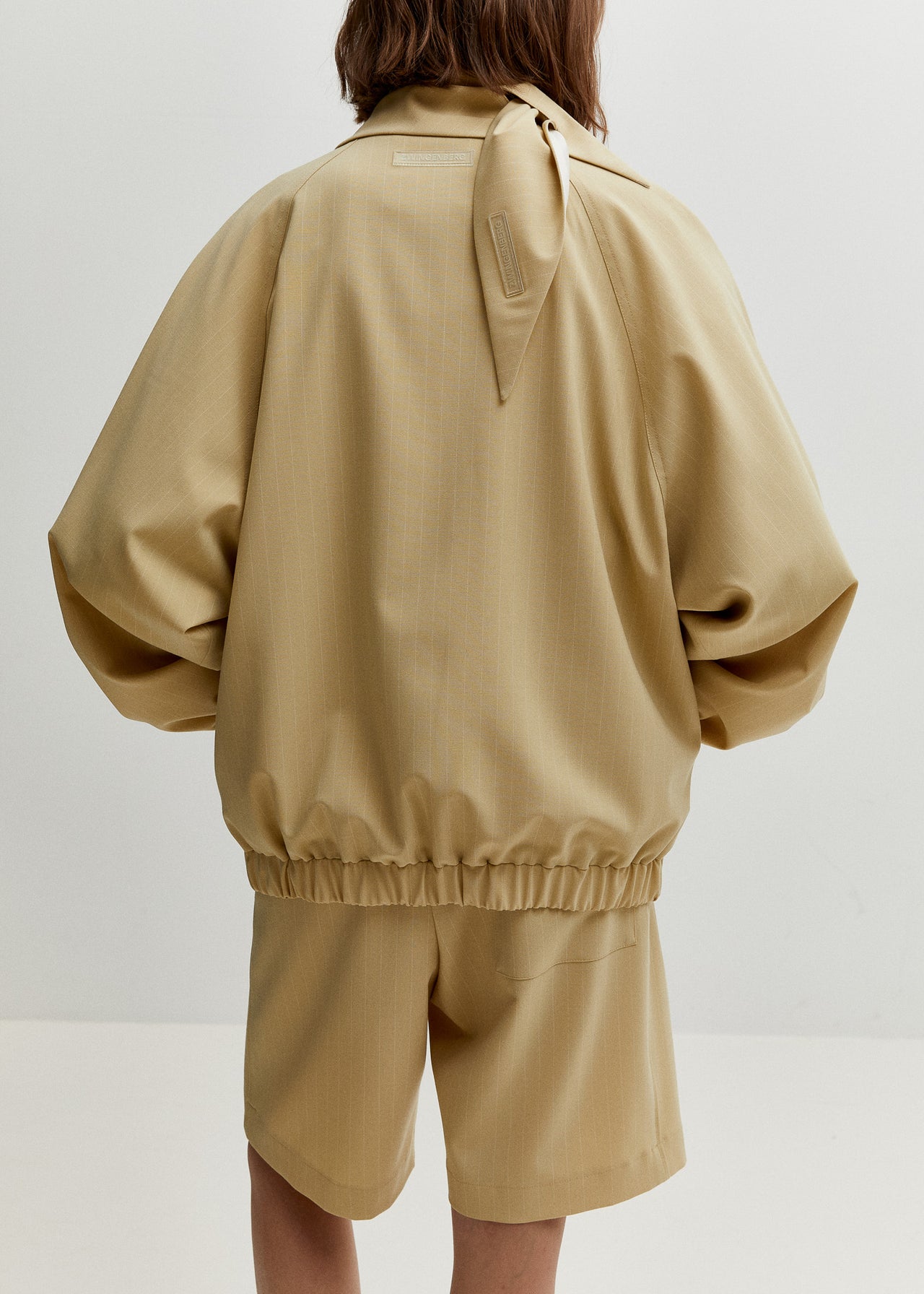 Tailored Track Jacket Butter Yellow Pinstripe mit Zwei-Wege-Reißverschluss