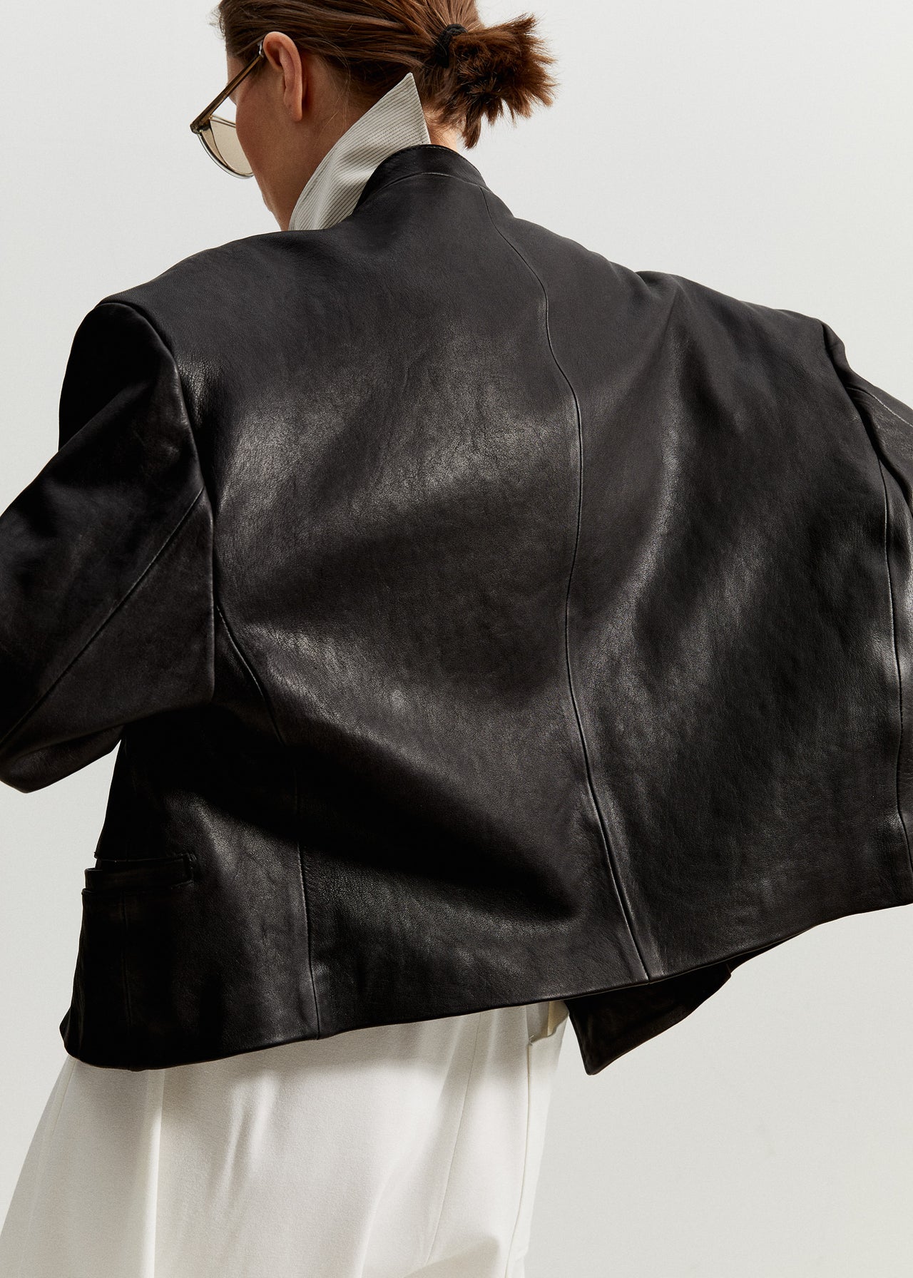 Cropped Blazer Black Leather
