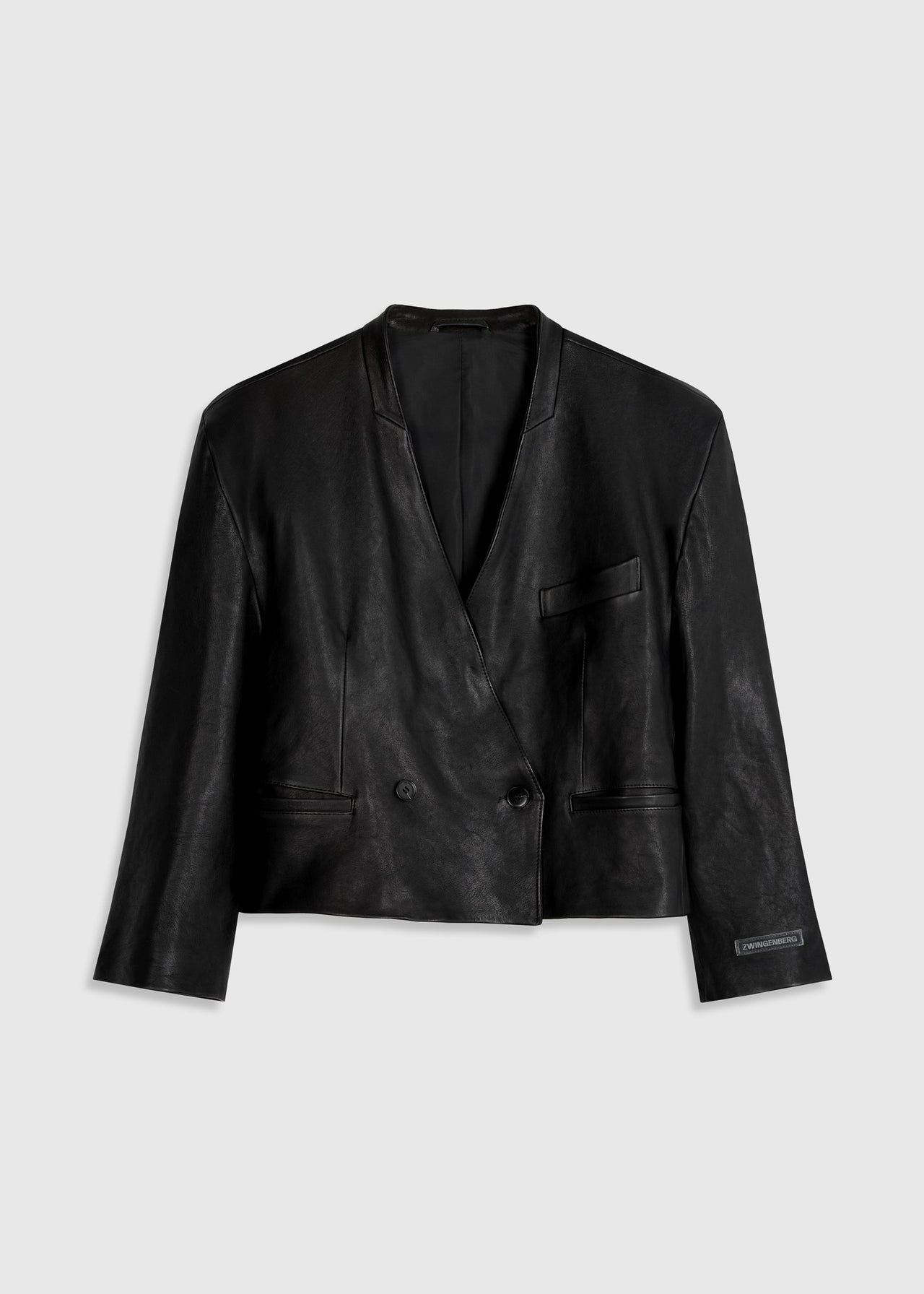 Cropped Blazer Schwarz Leder