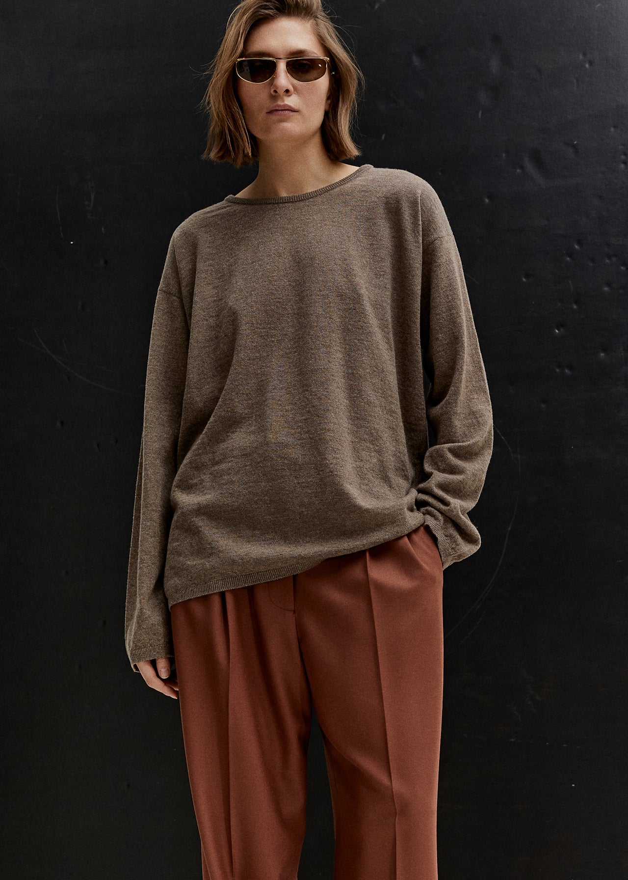 Relaxed Cashmere Sweater Taupe Melange