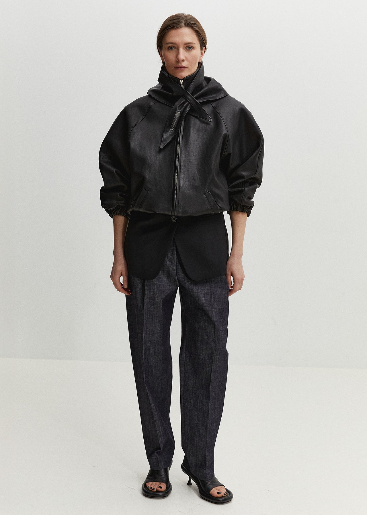 Tailored Track Jacket Black Leather