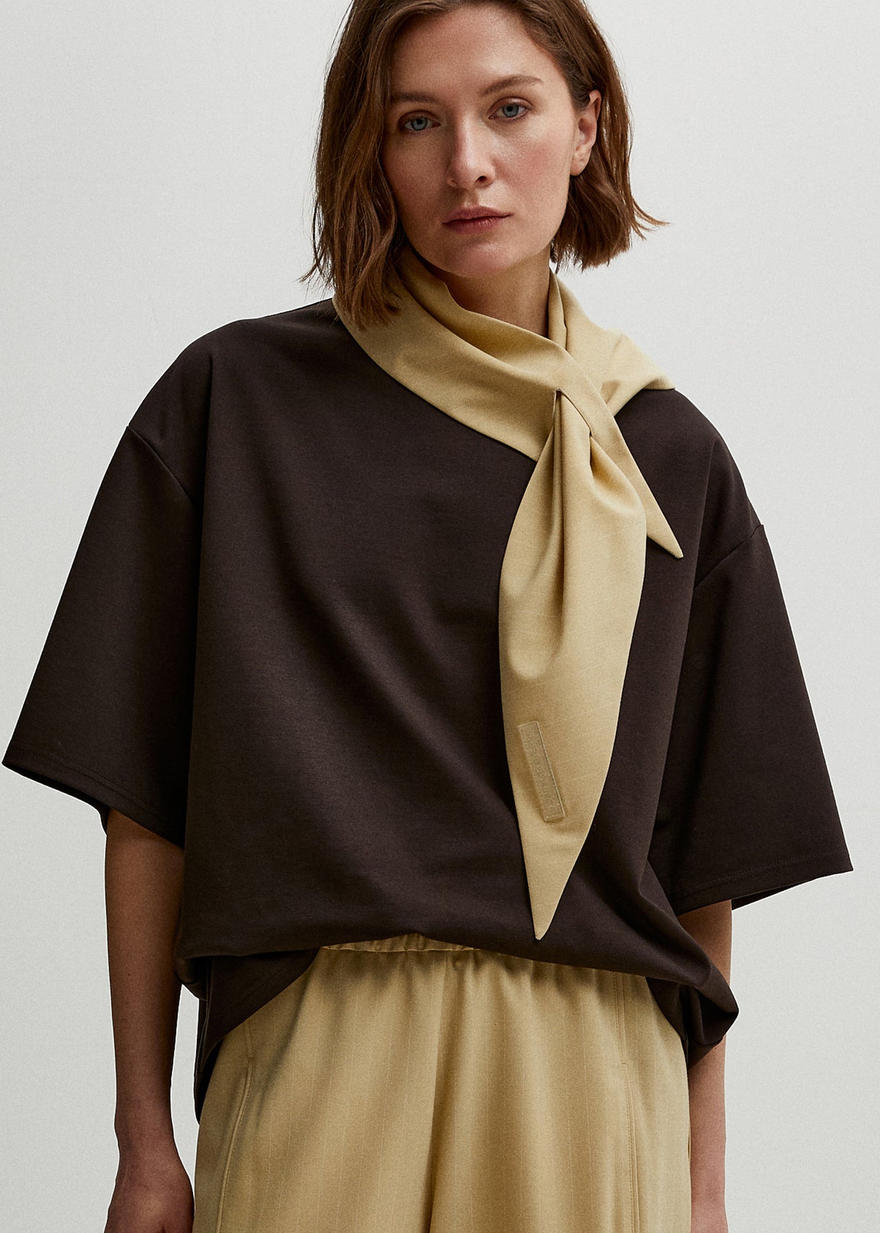 Triangle Scarf Butter Yellow Pinstripe